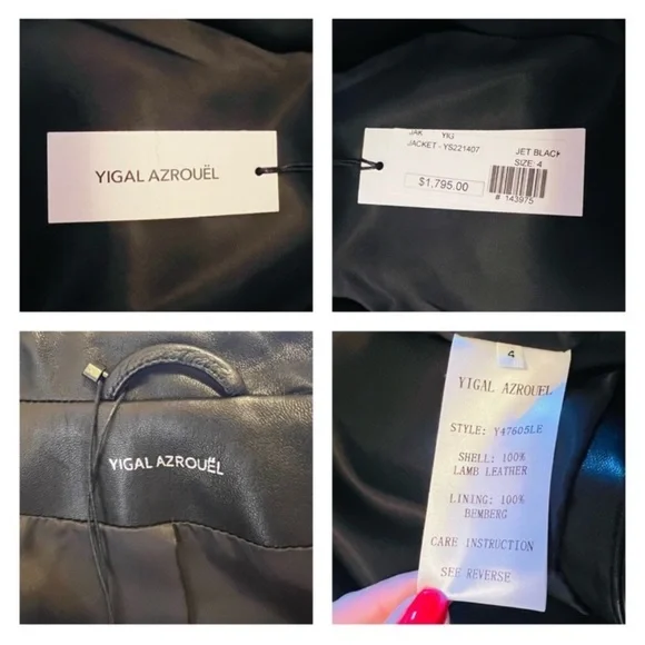 New! YIGAL AZROUEL Paneled Color Block Leather Moto Jacket in Black and White - Picture 13 of 13